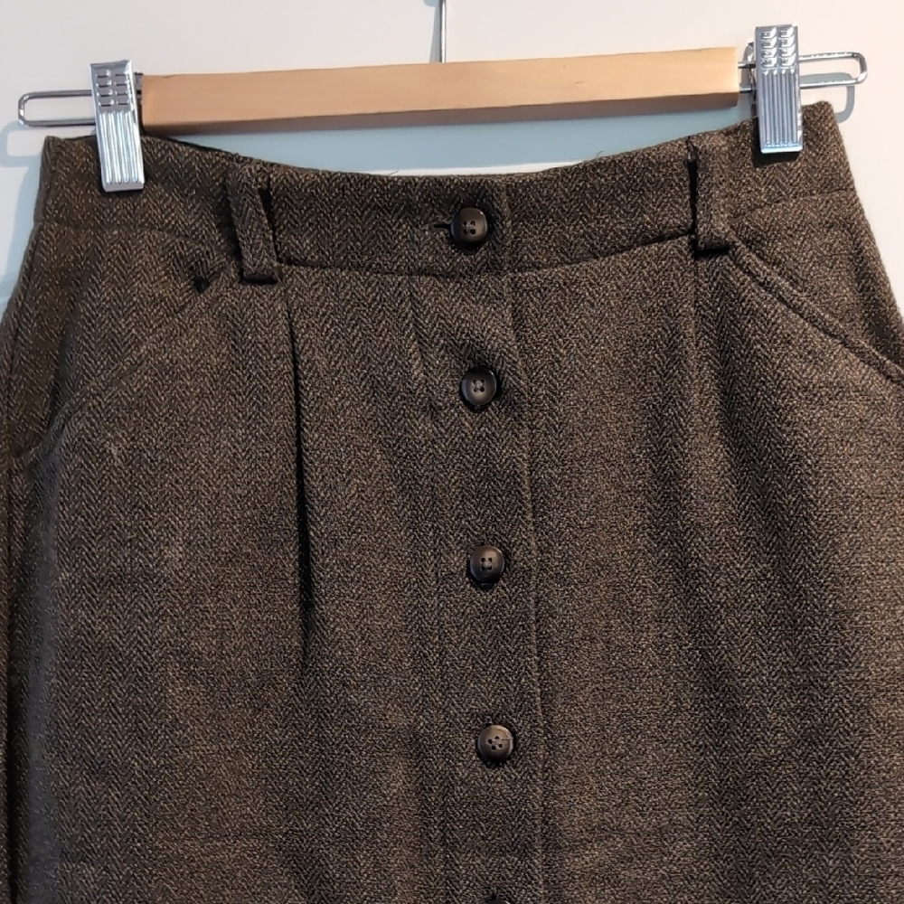 GAP Brown Button-Front Pencil Skirt - Picture 2 of 7